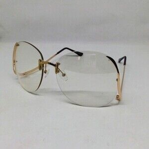 Oversized Drop Arm Rimless Fashion Glasses-Clear Lens-Low Temple-Swoop